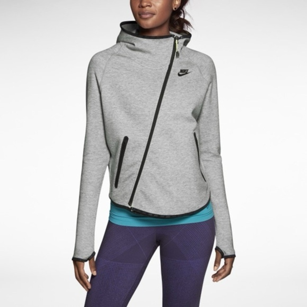 Nike Tech Fleece Gray Asymmetrical Zip Jacket